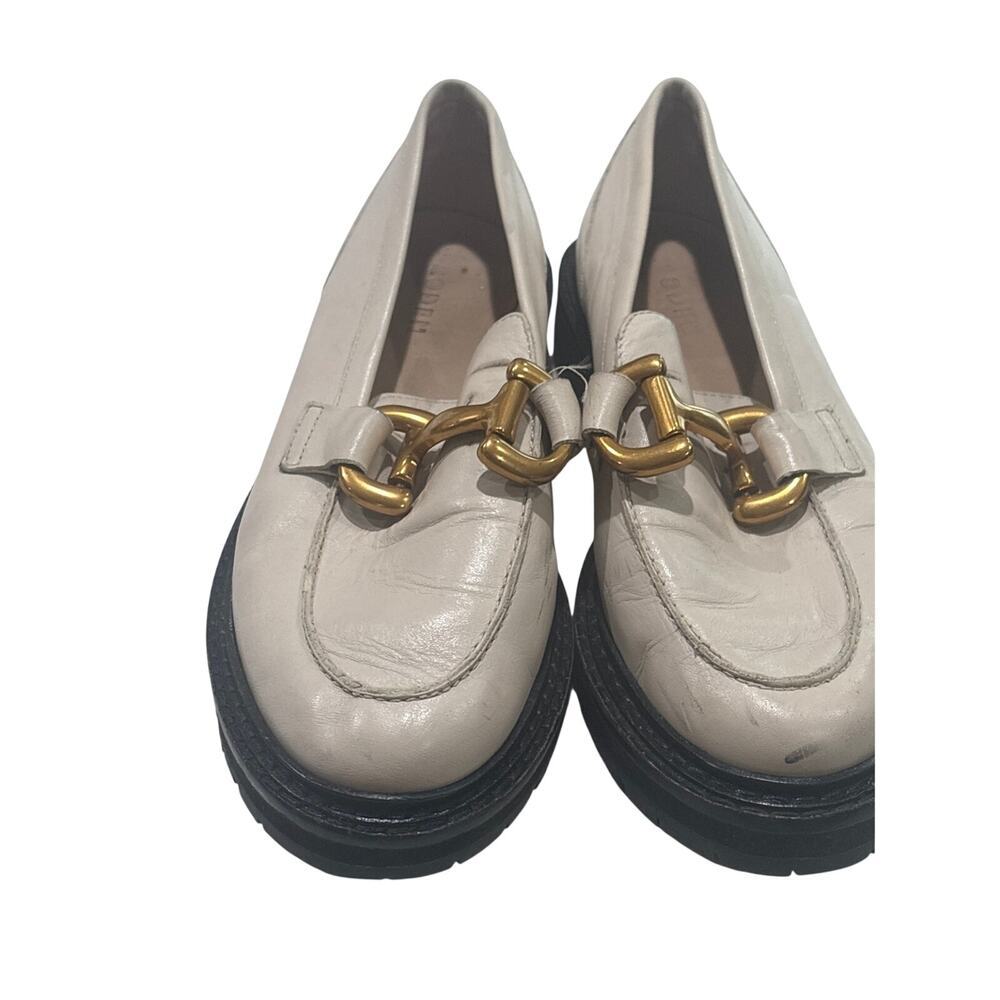 Boden Ivory Leather Horsebit Loafers Women’s Gold Bit Slip-On US 8.5